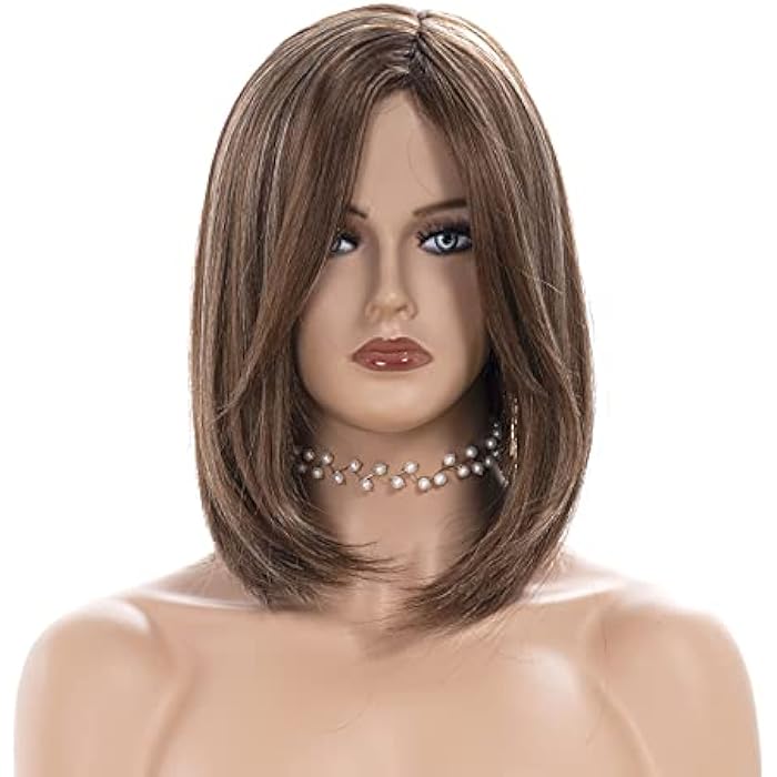 DILLARDS Gerulyss Short Brown Mixed Light Blonde Wigs For Women Shoulder Length Wig With Bangs Synthetic Medium Natural Looking Hair For Cosplay,Halloween,Daily Use - Image 3